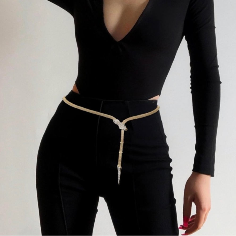 Snake Gold Rhinestone Necklace/Belt - Picture 7 of 8